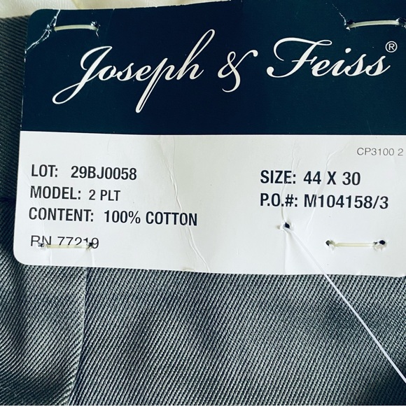 Joseph & Feiss Cuffed Pleated Dress Pants Autosizer Grey Men's Size 44x30 NWT - Picture 9 of 15